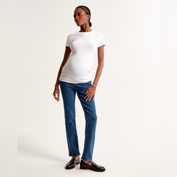 Abercrombie & Fitch Maternity Dark Blue and White Jeans - 2 pairs + bonus shirts - Picture 2 of 11